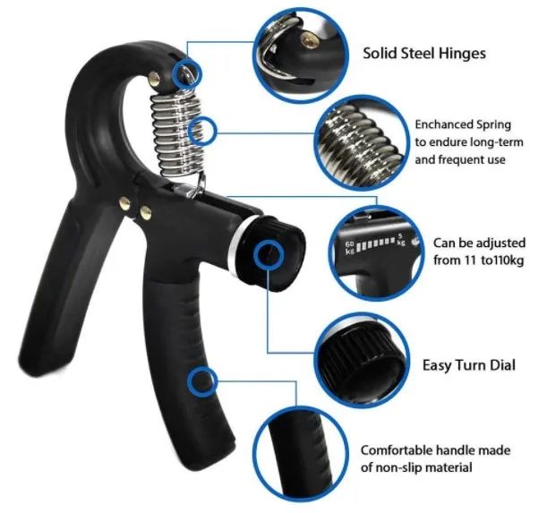 Hand Grip Alicate Apertador Com Mola Ajustável De Força 5 A 60 Kg Fisioterapia Academia Fi