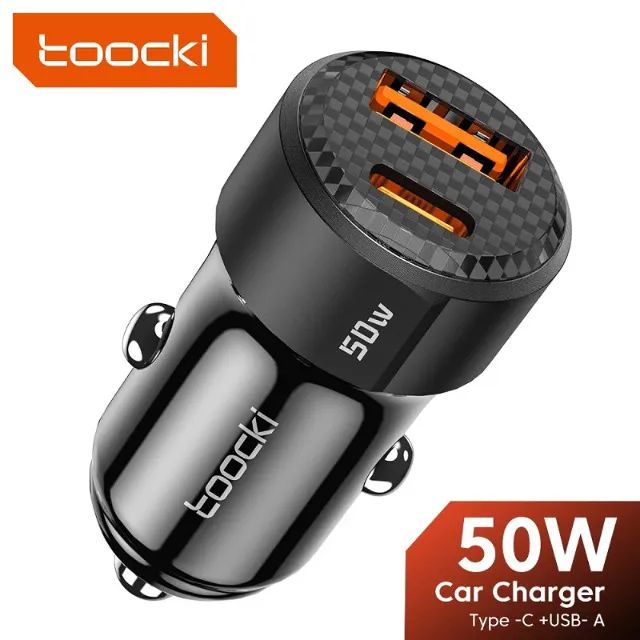 Carregador Veicular 50w Turbo Pd 2 Portas Toocki