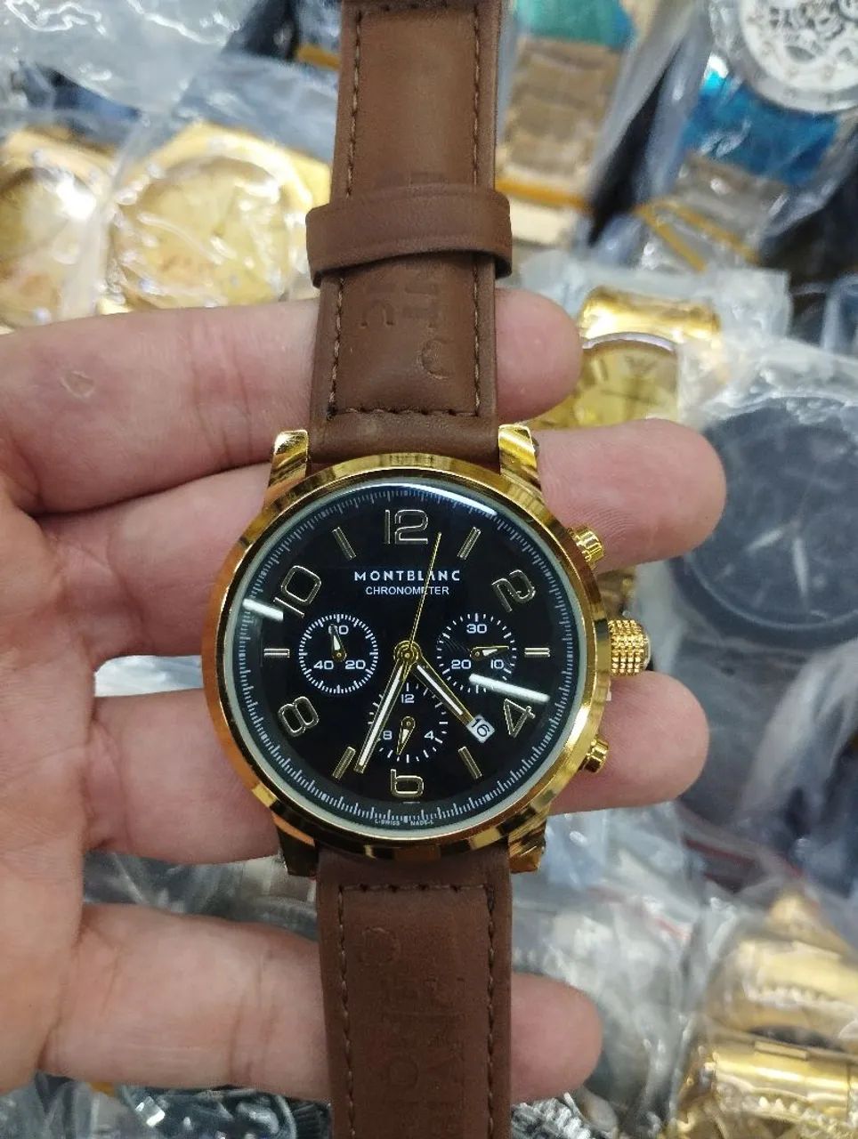 Relógio Montblanc Chronometer, pulseira em couro  - Foto 3