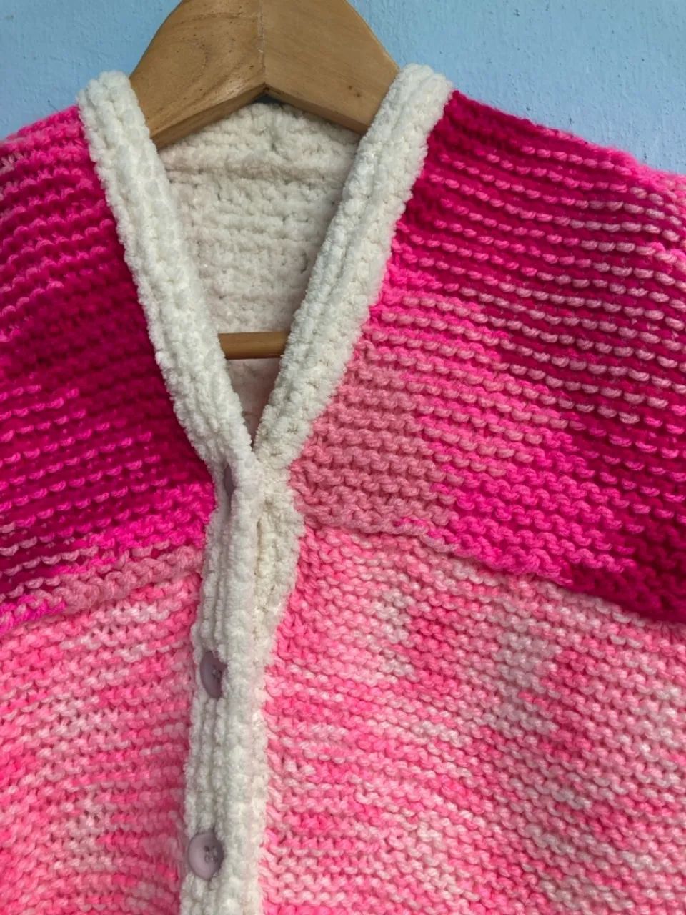 Casaco de Lã Infantil Rosa, Tam 4 - Foto 2