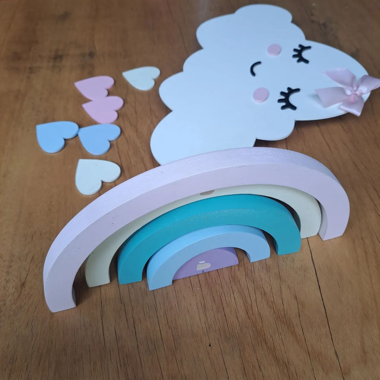 Kit Decorativo luminária led Nuvem, Arco-Íris e Corações - Foto 3