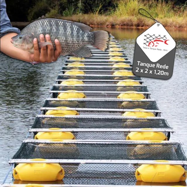 Tanque rede para criação de peixes piscicultura