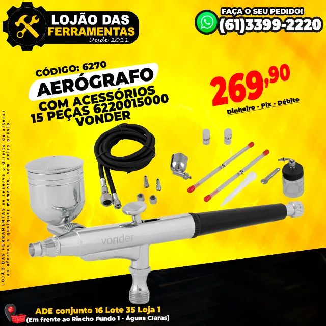Aerógrafo Com Acessórios 15 Peças 6220015000 Vonder