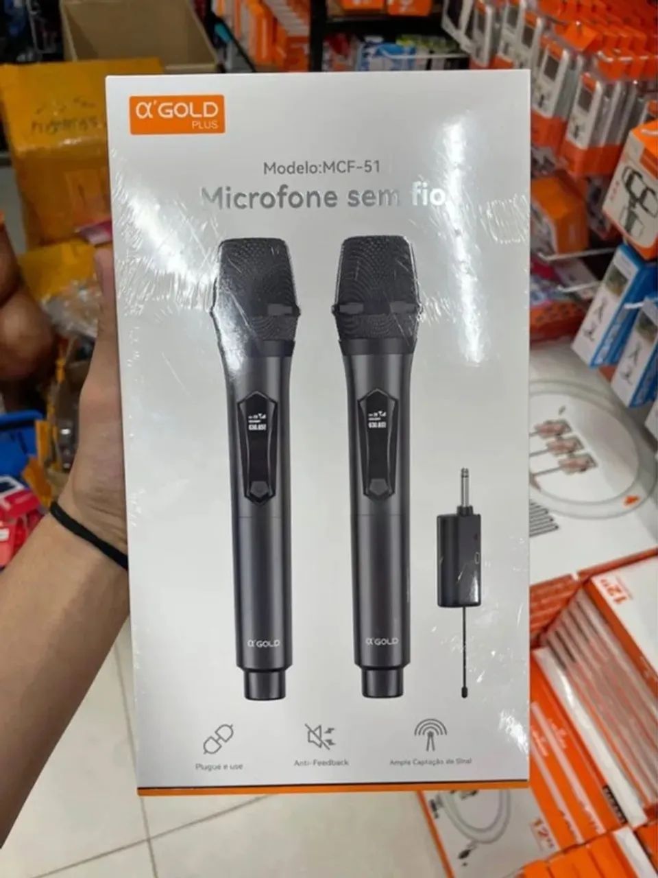 Microfone Sem Fio Duplo Alpha Gold MCF-51 | Alta Qualidade, Anti-Feedback e Sinal Potente! - Foto 3