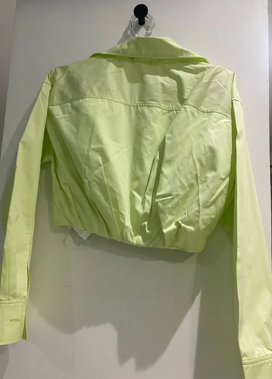 Camisa Cropped Zara Verde Lima  - Foto 3