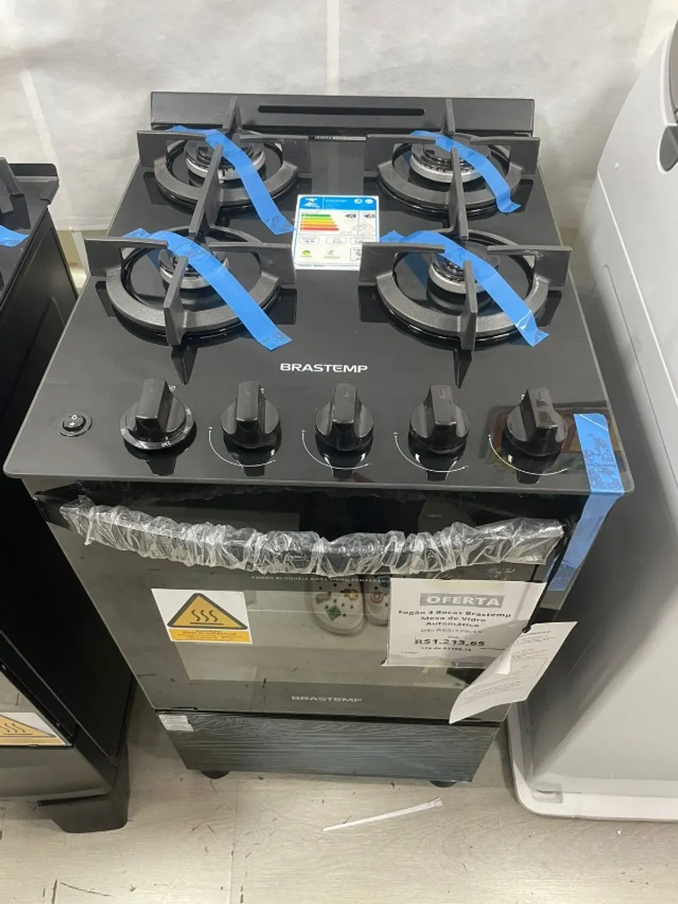 Fogão Brastemp 4 Bocas Preto com mesa de vidro - Bivolt