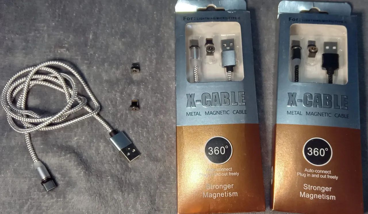 Cabo USB magnético, 1mt e com 3 pontas - Foto 3