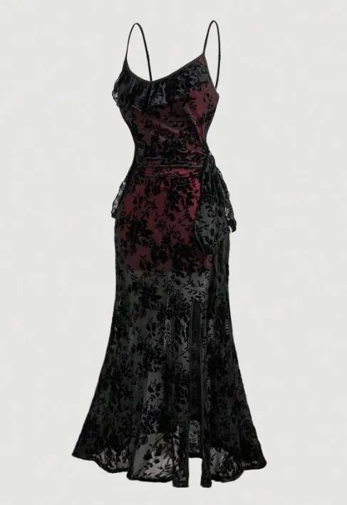 Vestido preto e vermelho plus size com veludo 4 XL - Foto 5