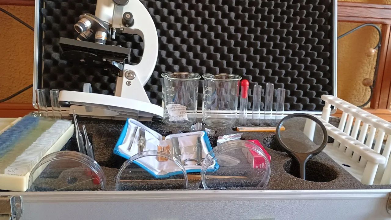 Kit de Microscópio Completo - Laboratório Portátil 64993724906498122
