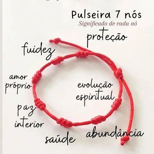 Pulseira 7 nós vermelha Kabbalah 