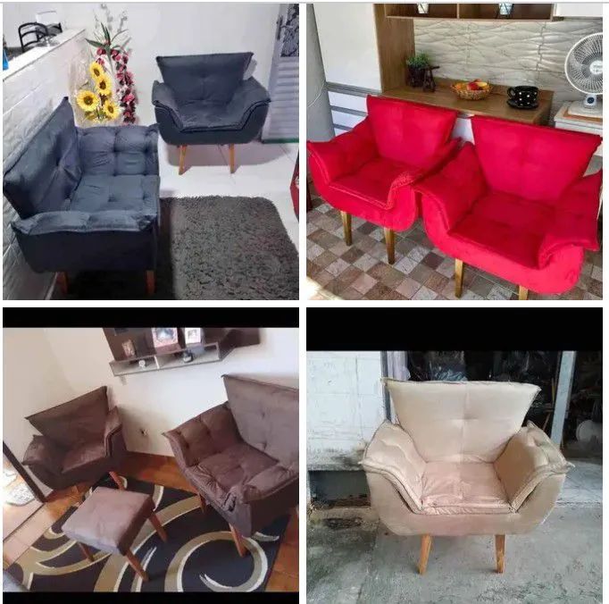 Poltronas opala kit 2 pçs cores variadas 