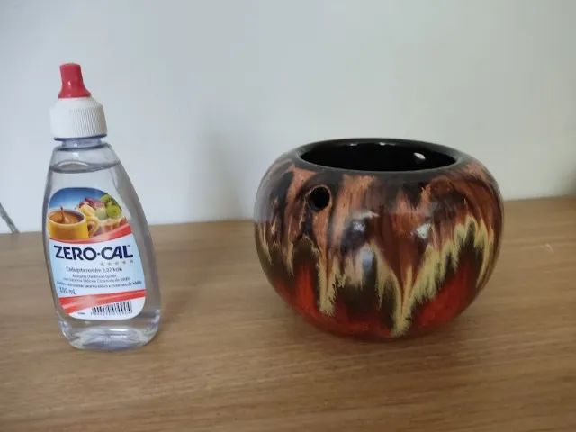 Pequeno Vaso Esmaltado Tipo Vietnamita Redondo Laranja  - Foto 3