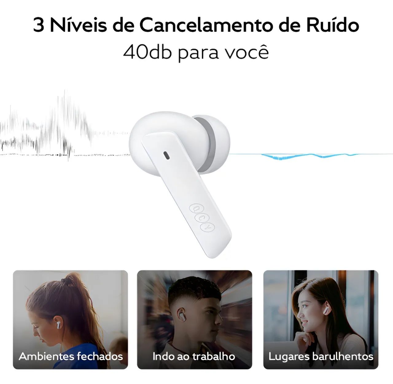 Fone Qcy Ht05 Melobuds Bluetooth 5.2 Anc Cor Branco - Foto 2