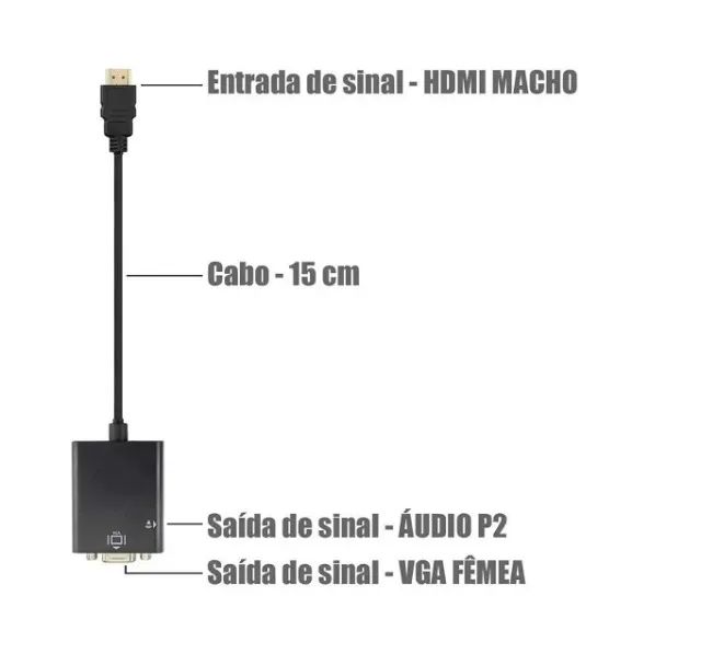 Cabo Conversor Hdmi Para Vga Com Saída De Áudio - Foto 4