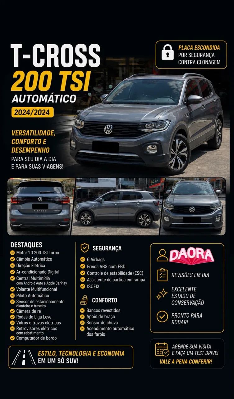 Volkswagen T-Cross T-Cross 200 TSI 1.0 Flex 12V 5p Aut. 2024