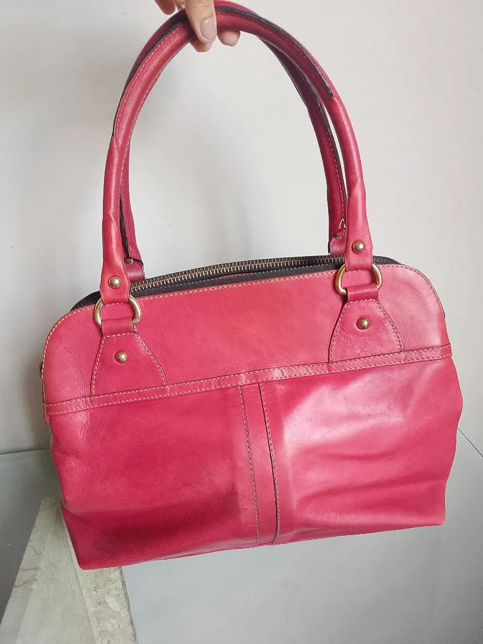 Bolsa em Couro goiaba  legítimo  - Foto 2