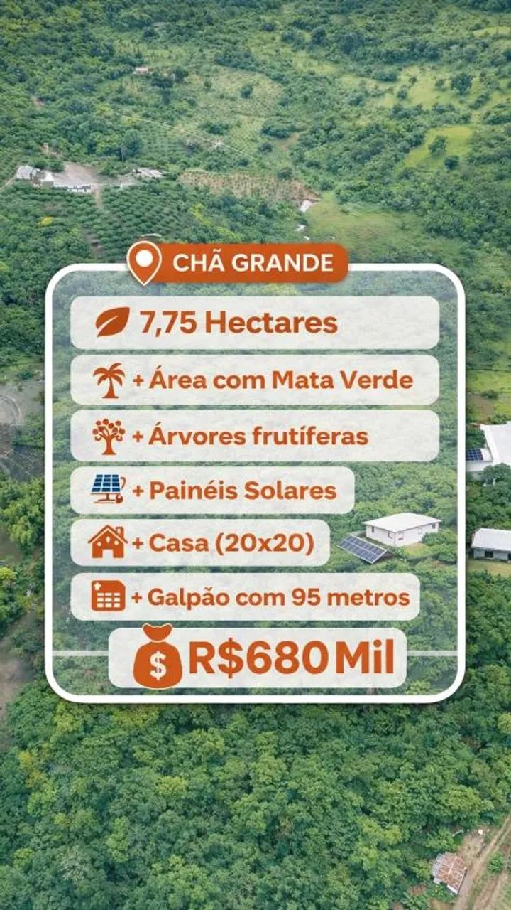 7.75 Hectares | Sítio | 06 quartos | R$ 680 mil | Chã Grande