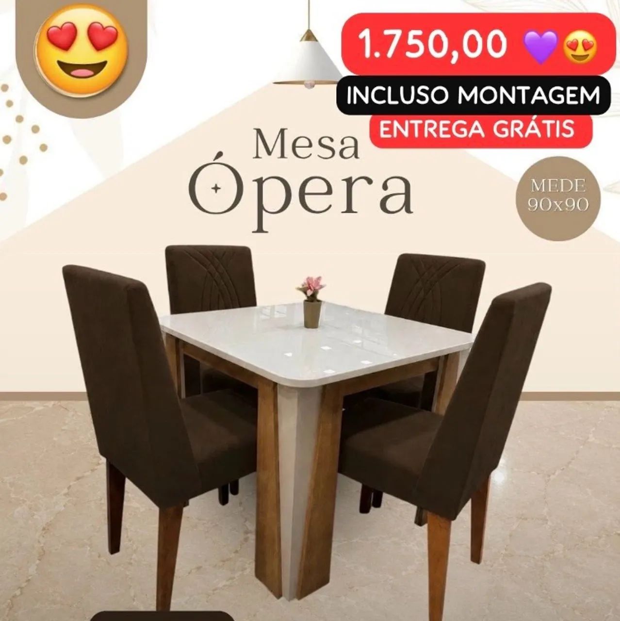 Conjuntos de Mesa de Vidro+ Cadeiras Elegantes (Entrega Grátis) - Foto 3