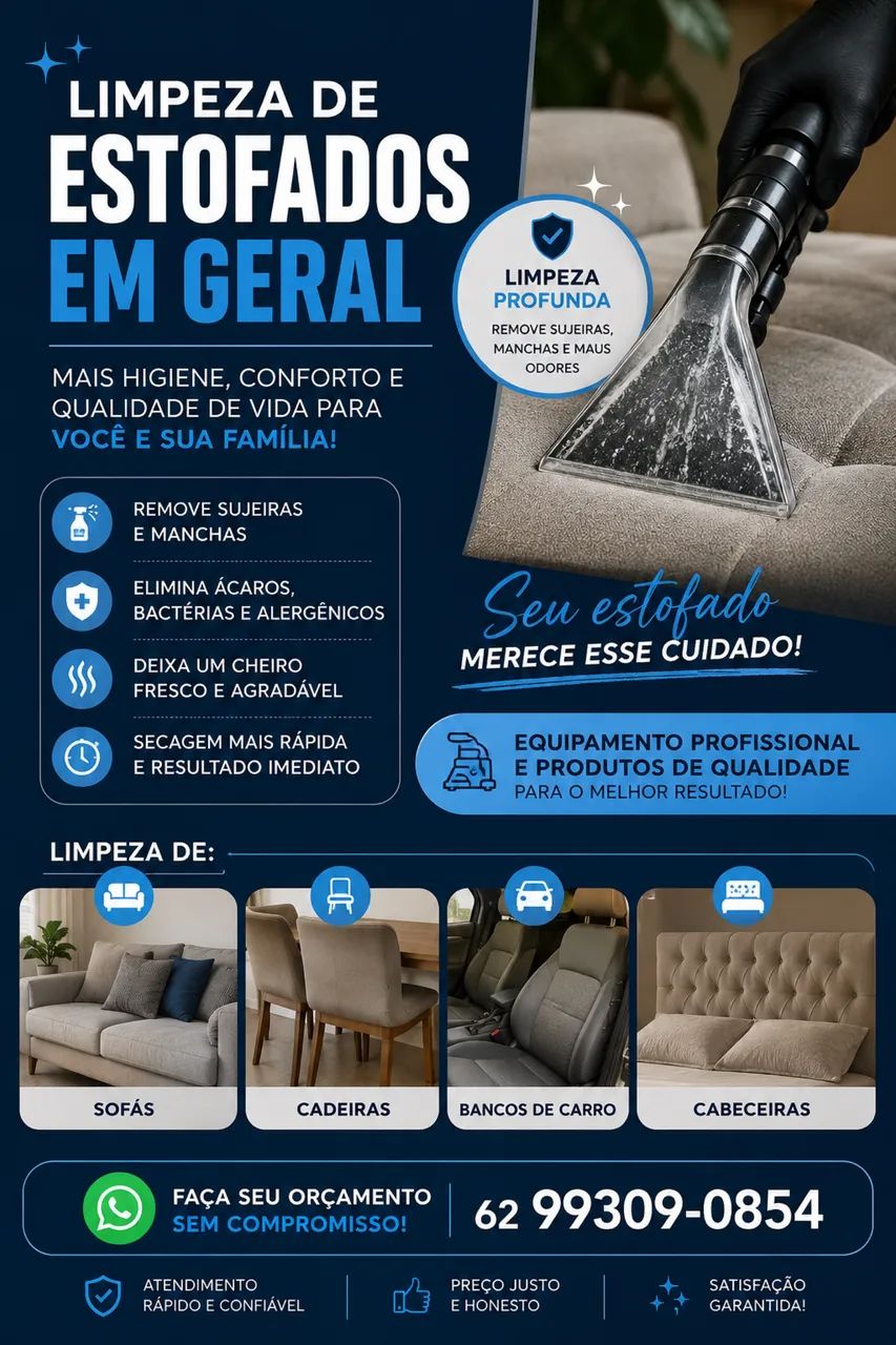Limpeza de estofados em geral