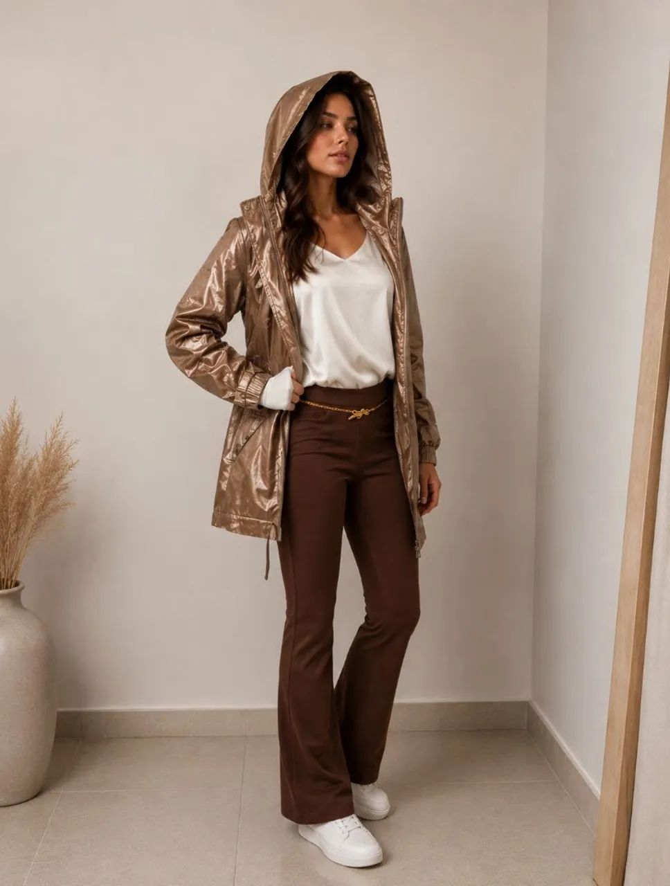 trench engomado dourado cobre - Foto 2