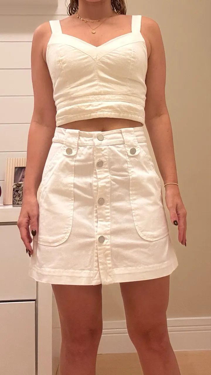 Saia jeans branca Zara  - Foto 3