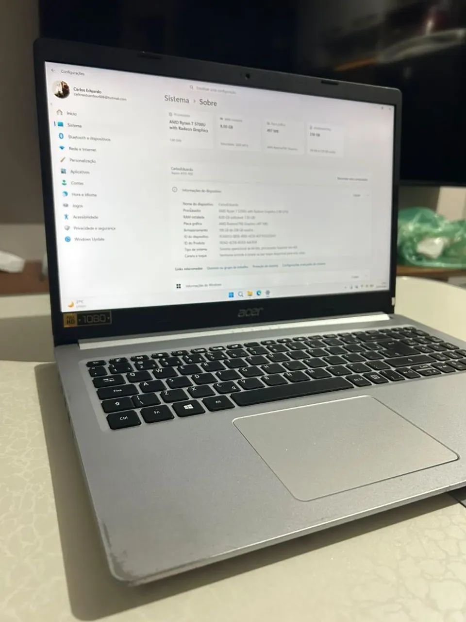 VENDO NOTEBOOK ACER ASPIRE 5 RYZEN 7  - Foto 3