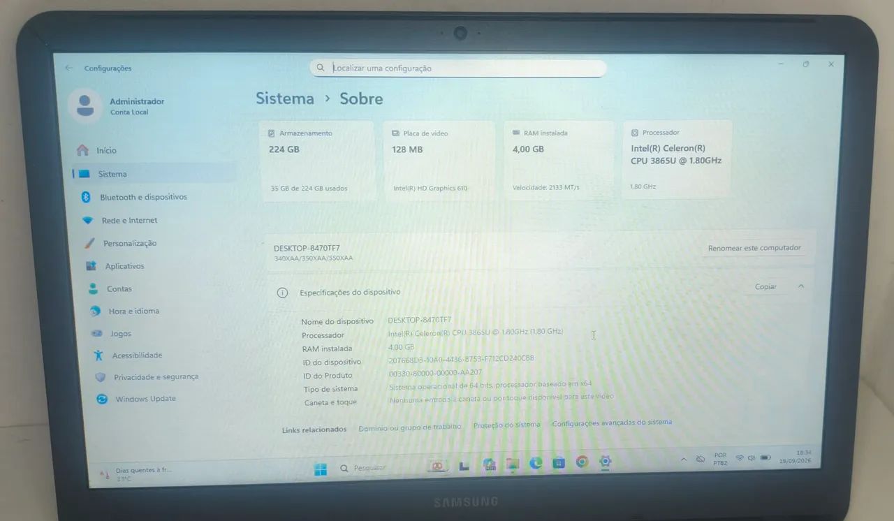 Notebook Samsung + SSD 224GB | Windows 11 Pro + Office | Pronto para Uso - Foto 3