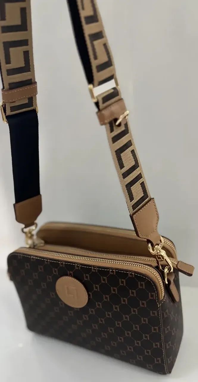 Bolsa Luz Da Lua Bella Tiracolo Média Couro Monograma Mocca (Modelo Premium) - Foto 4