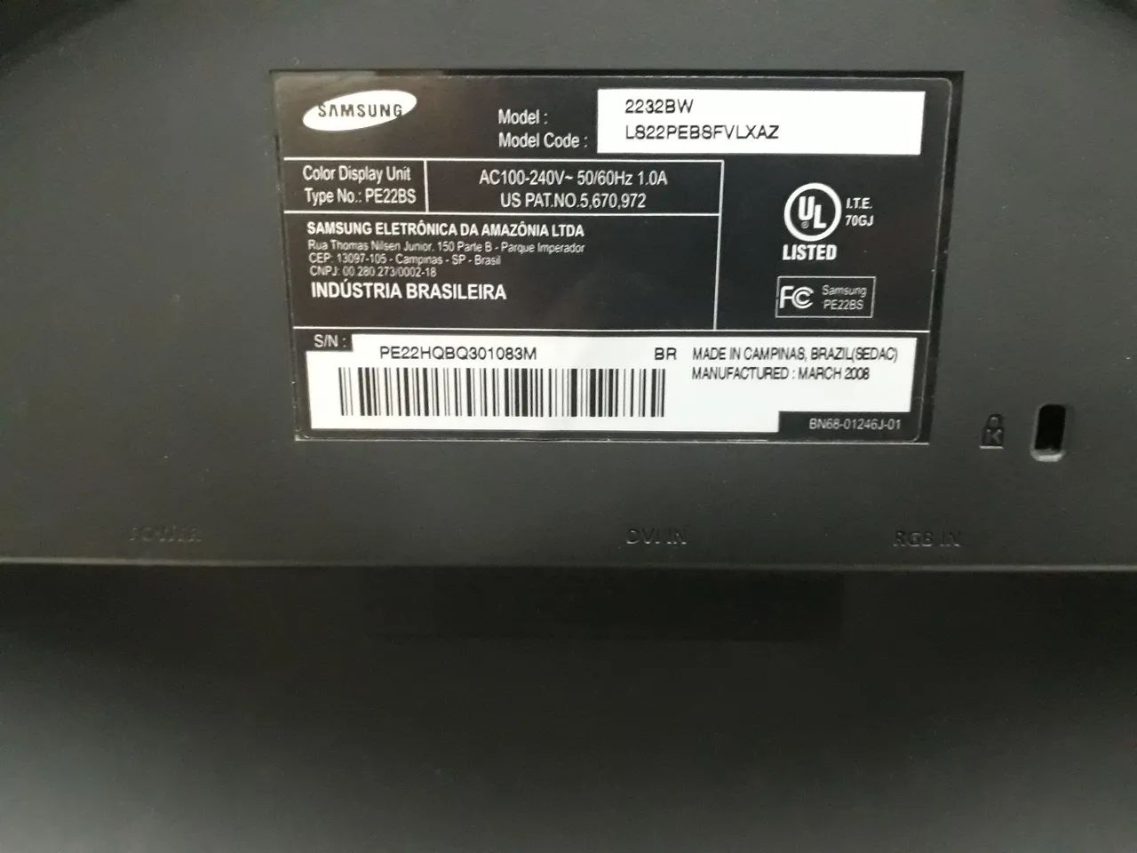 Monitor Samsung SyncMaster 2232bw  - Foto 4