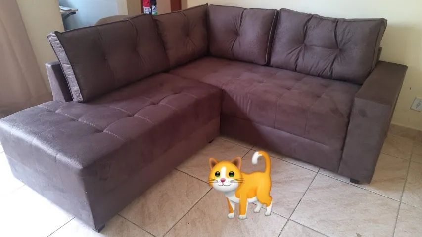 Sofá Canto 2Módulos 2.00x2.20M Tecido Veludo. Protudo Novo Direto de Fábrica P/Sua Casa. - Foto 2
