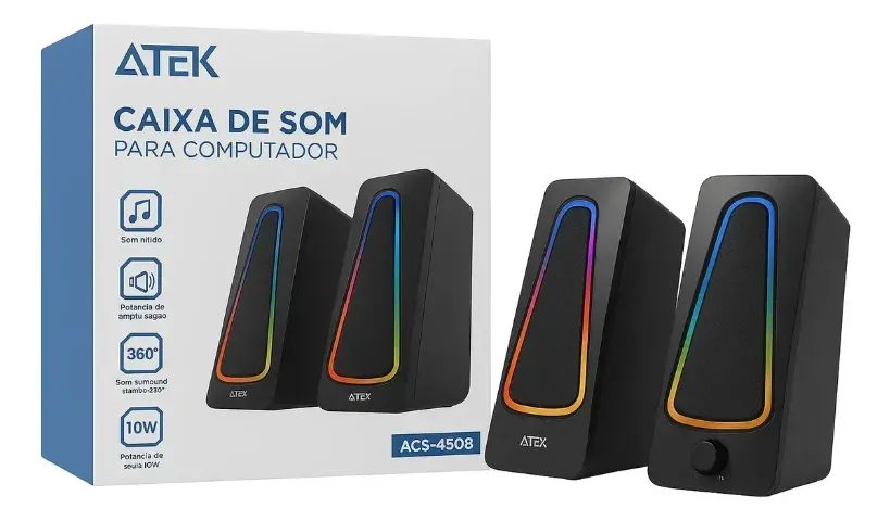 Caixa de Som para PC Aitek RGB 10W