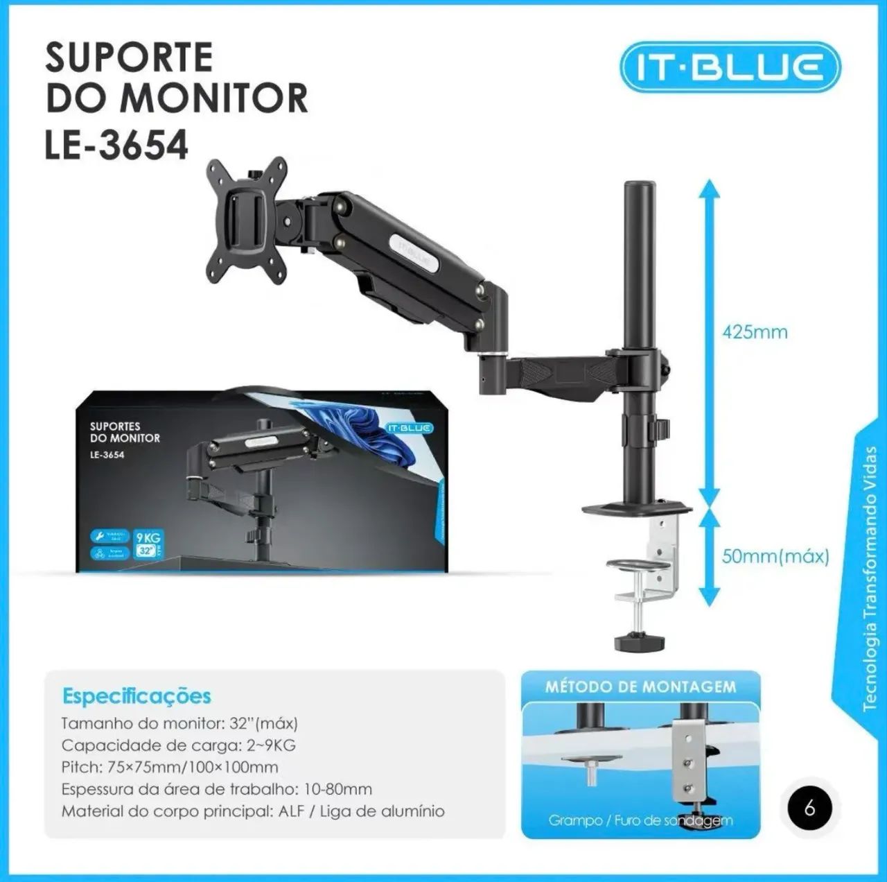 Suporte Articulado De Mesa Para Monitor até 32 polegadas  - Foto 4