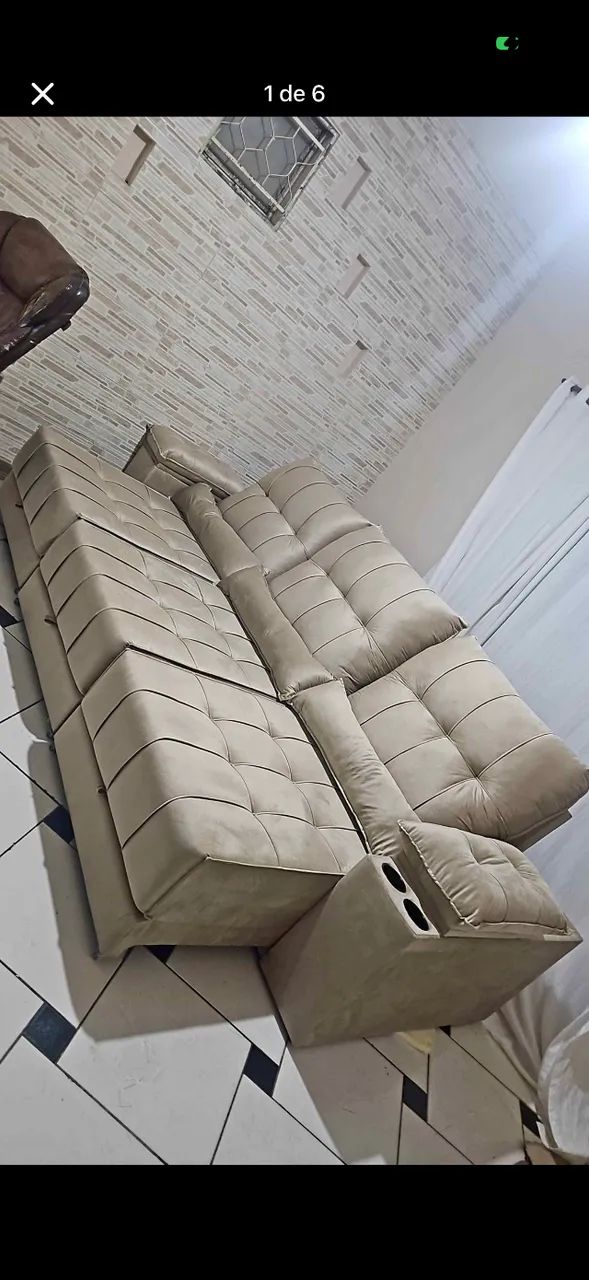 Sofá Retrátil Bege 