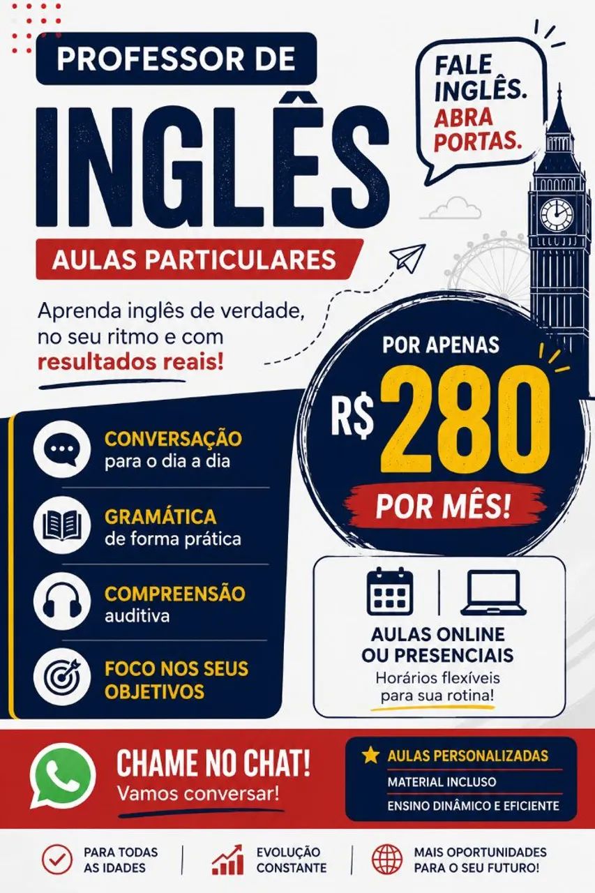 Aulas de inglês - tutoria de estudo 