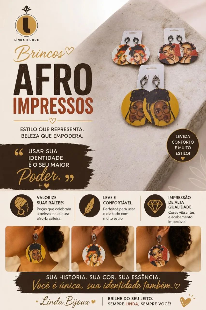 Brincos em MDF Impressos
