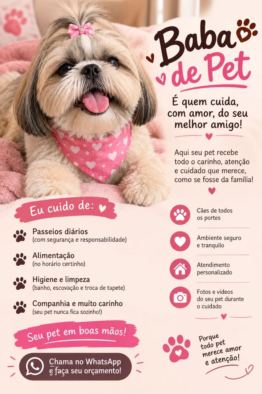 Babá de Pet  Cuidados com Carinho e Responsabilidade.