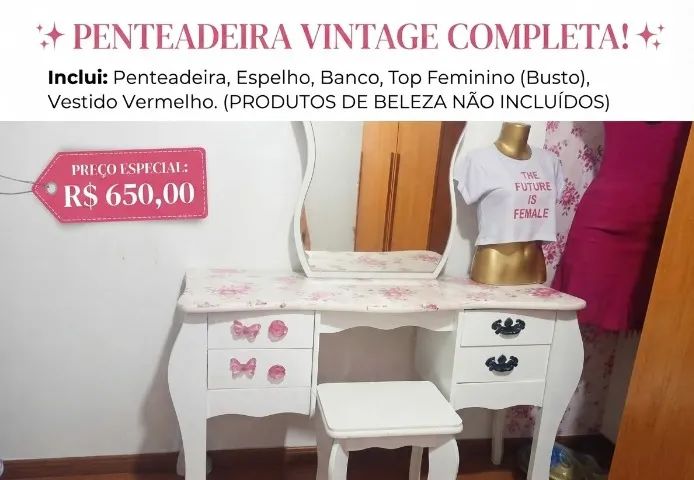 Penteadeira provencal 4 gavetas  - Foto 5