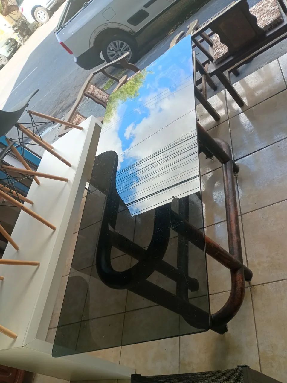 Mesa de ferro com vidro 1,70 x 70 cm - Foto 4
