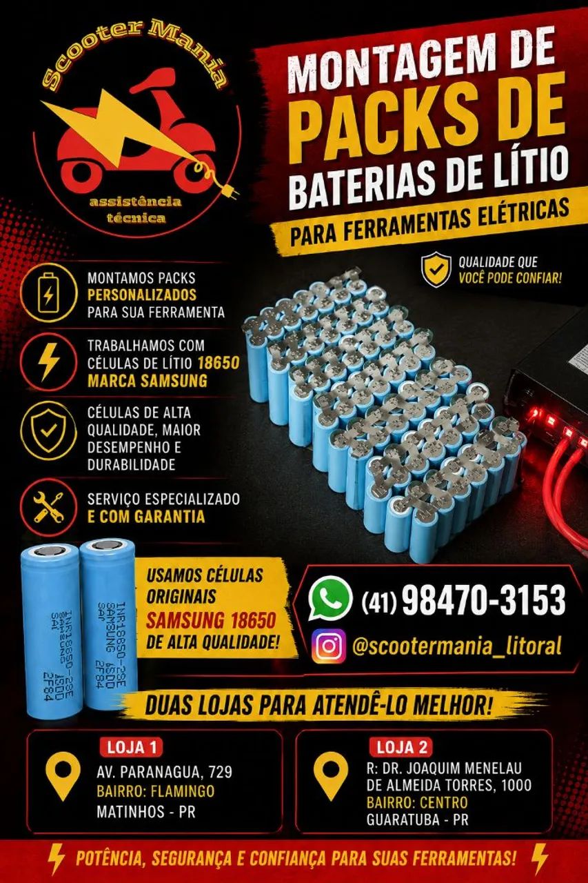 Baterias de lítio para ferramentas elétricas 