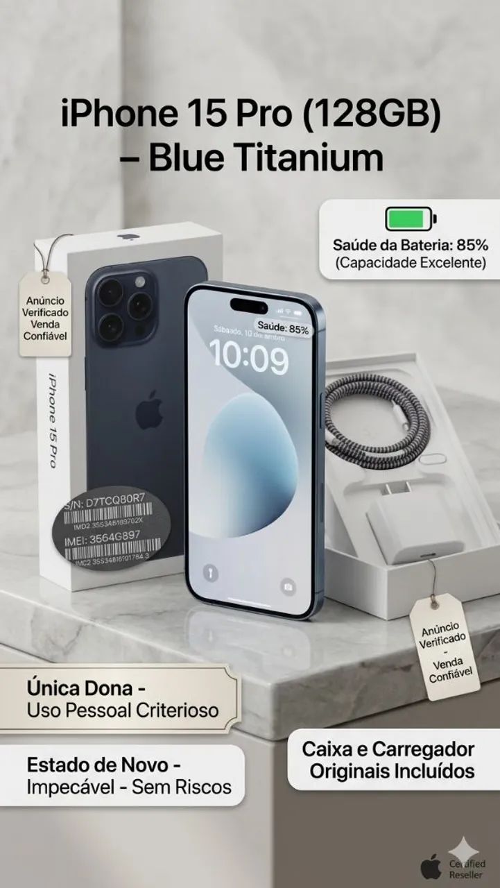 iPhone 15 Pro 256GB | Estado de Novo | Única Dona | Completo