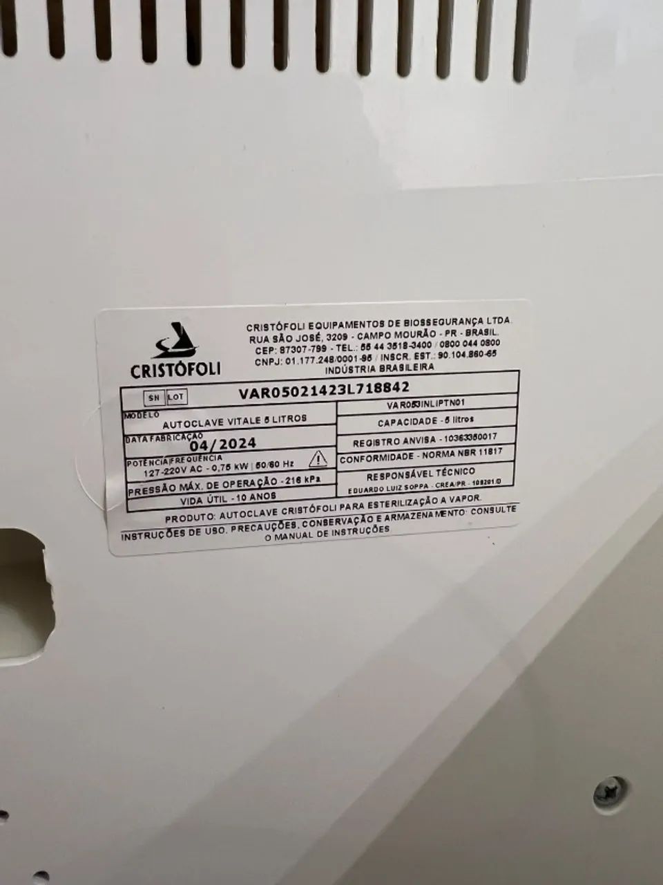 Autoclave Cristófoli Vitale 5L Bivolt - Excelente Estado - Foto 3