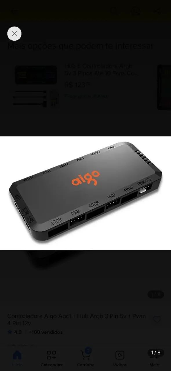 Controladora argb aigo apc1 6 canais