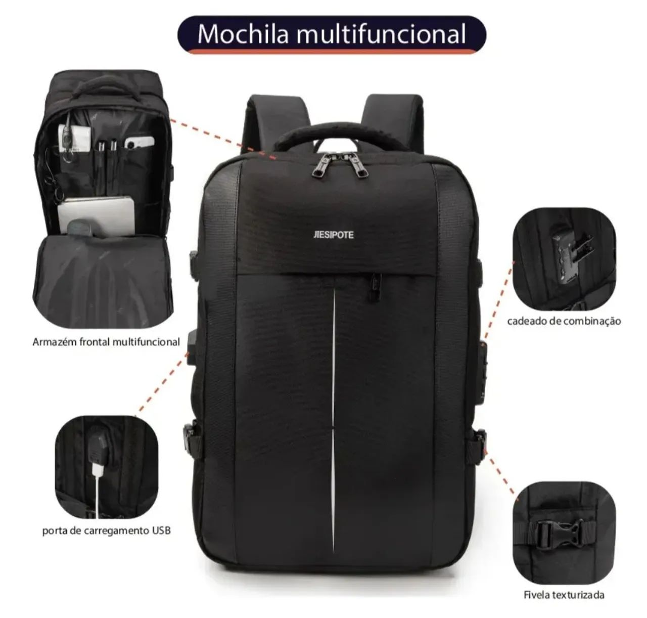 Mochila Executiva e Multifuncional Jiesipote - Estado de Nova 