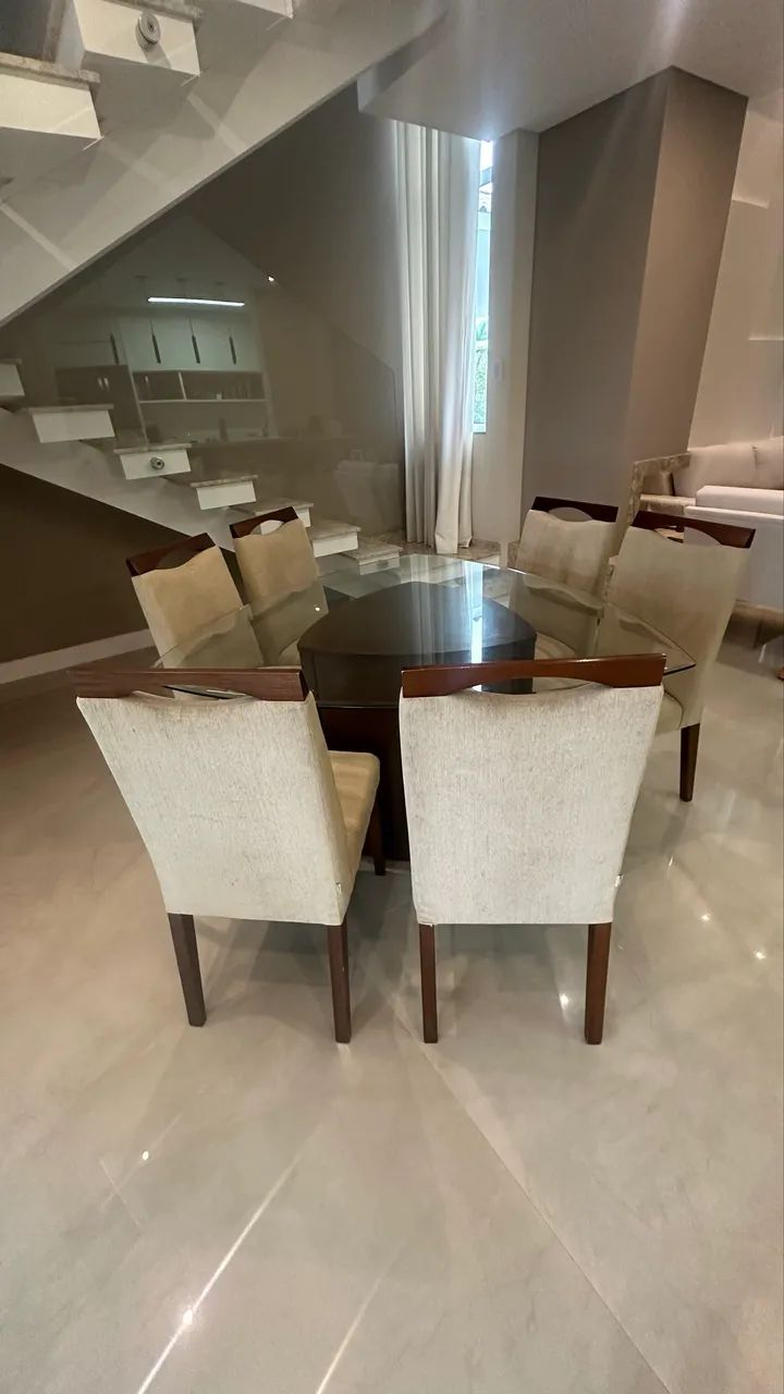 Mesa de Jantar tampo de vidro e 6 cadeiras - Foto 5