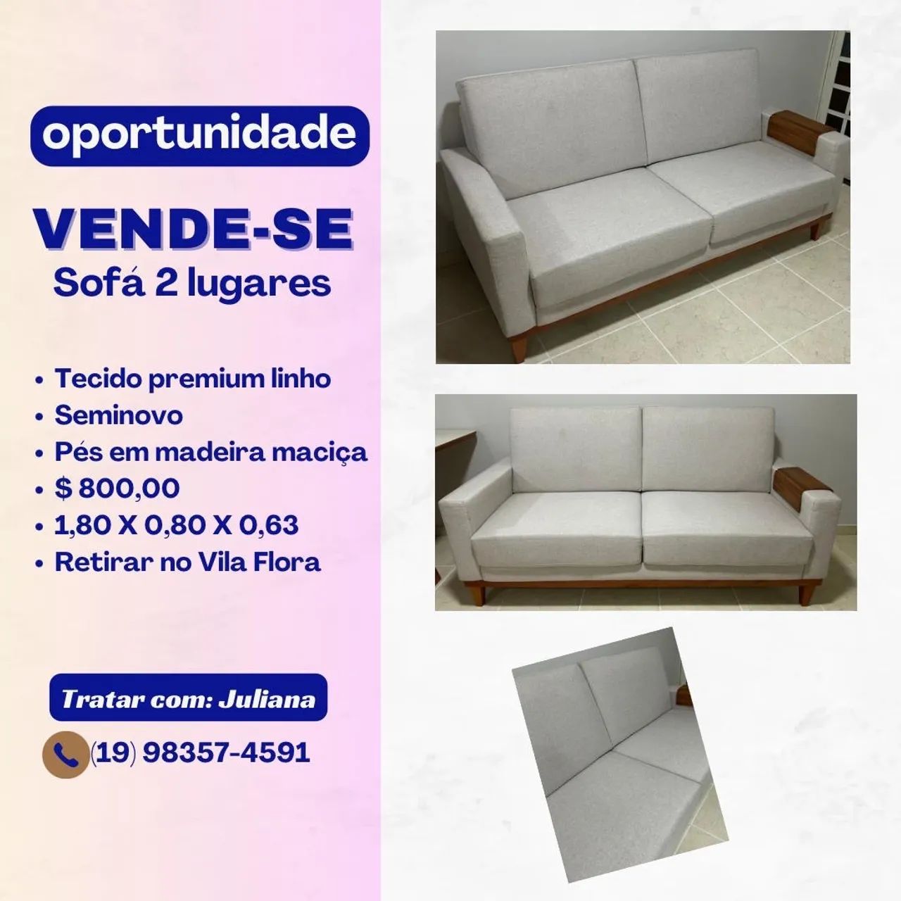 Sofa 2 lugares novíssimo (baixou o preço!) 