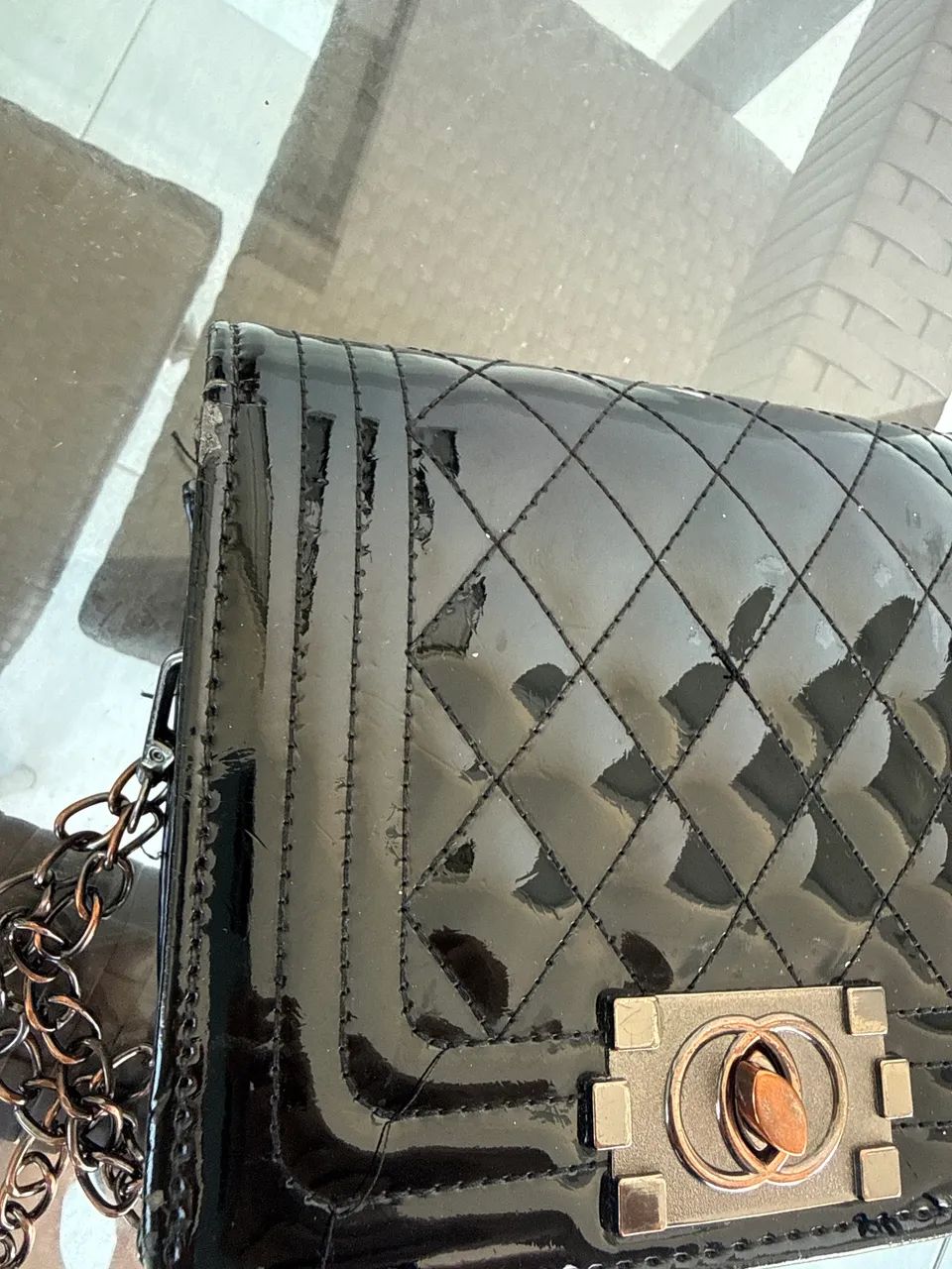 Bolsa preta alça corrente transversal  - Foto 5