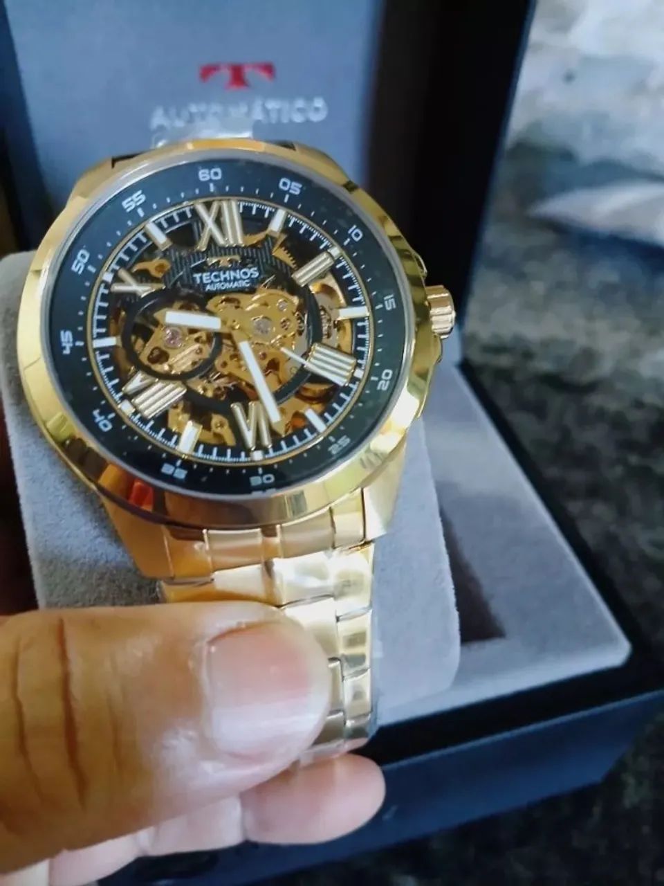 Relógio Technos Automático Dourado Masculino G3265AN 1P - Foto 2