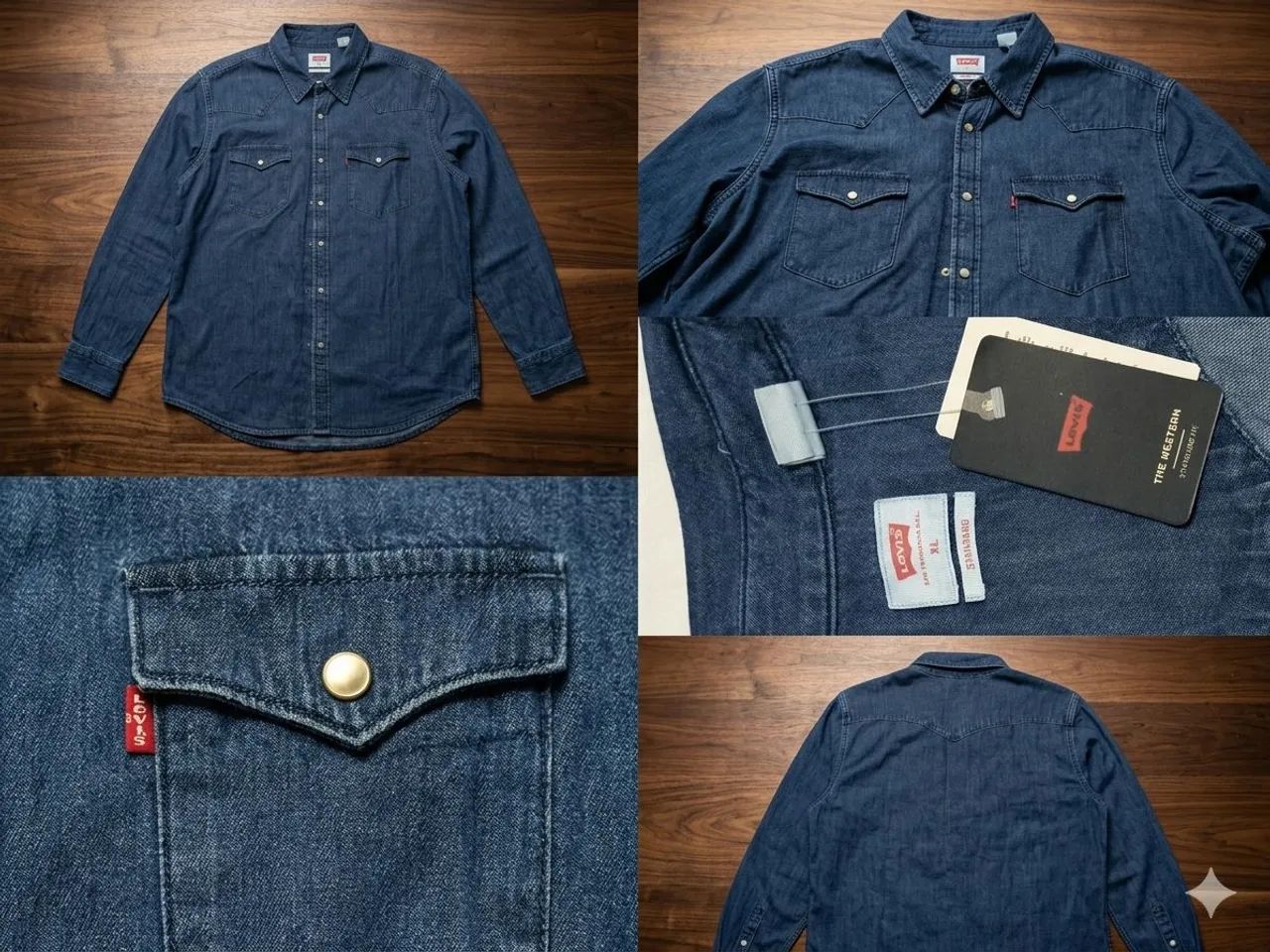 Camisa Jeans Levi's Western Azul Médio  - Foto 2