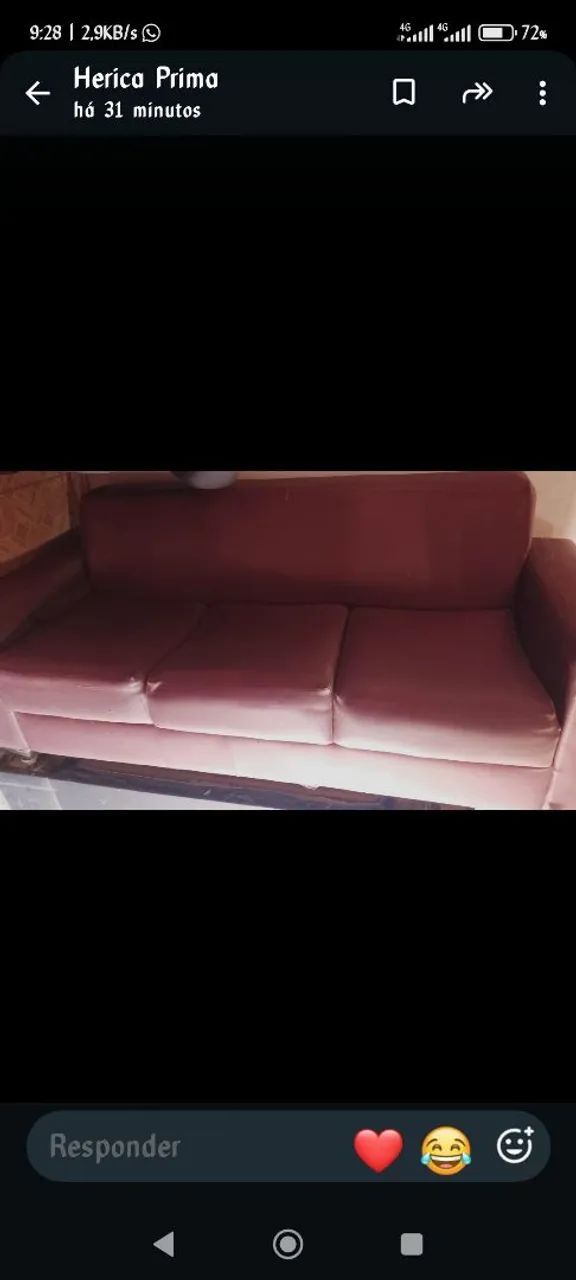 Sofá 3 lugares couro 