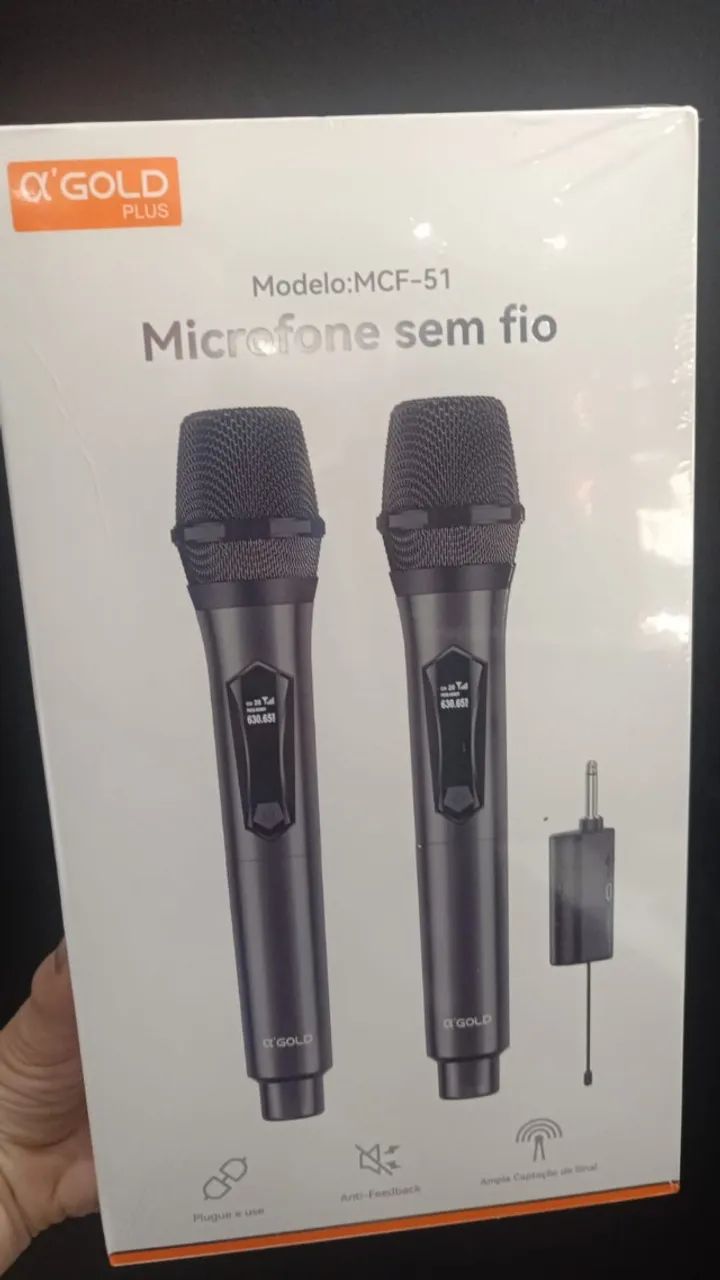 Microfone Duplo Sem Fio Profissional Alfa Gold kit - Qualidade Sonora Loja Coimbra Entrega